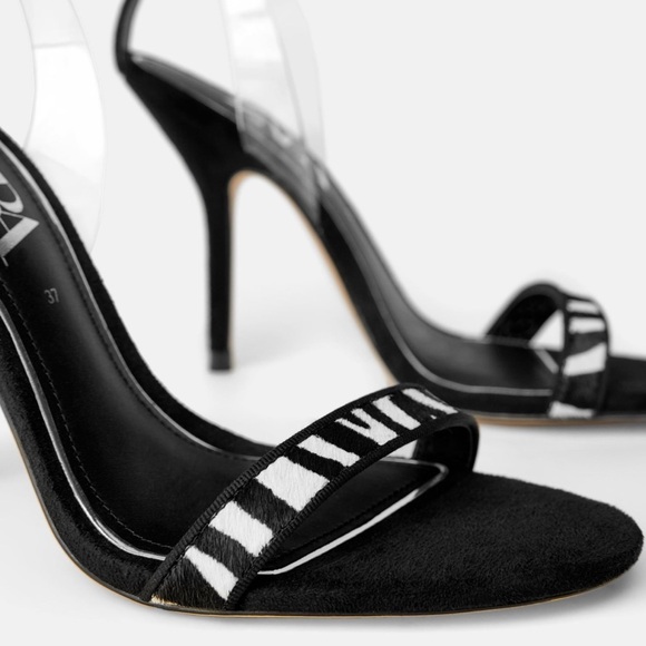 ZARA BNWT Vinyl and Animal Print Sandals - Picture 7 of 8